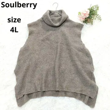 서울베리 레어 사이즈 4L 풍부한 질감, 터틀넥 니트 베스트