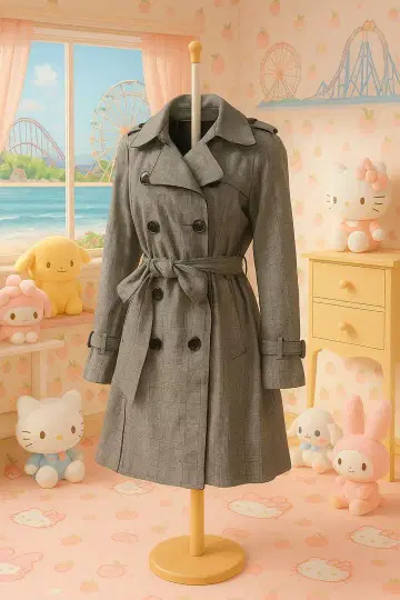 Re-J / 빅 사이즈 4L 글렌체크 코트 뒷면 박스 플리츠 / 관A3