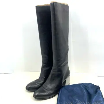 세르지오로시 사이즈 표기 [ 37 ] 23.5cm 블랙 가죽 롱 부츠