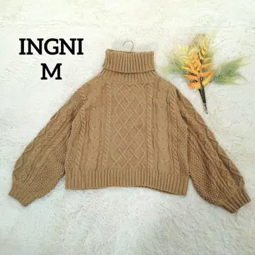 잉그 여성용 케이블 니트 (M) 터틀넥 베이지 워셔블