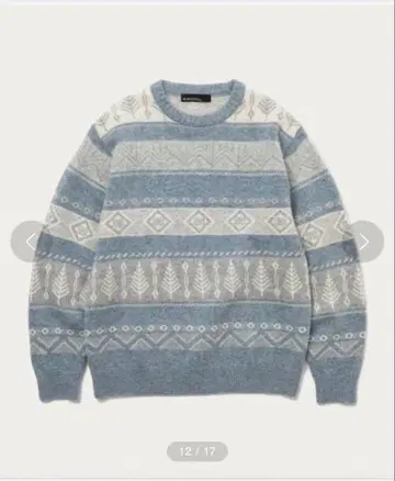 그린 라벨 릴랙싱 트리 자카드 크루넥 니트 스웨터