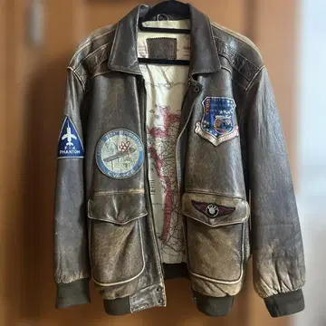 다크 브라운 가죽 플라이트 자켓