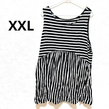 TIME AND TRU 스트라이프 [ XXL ] 슬리브리스 원피스 프릴