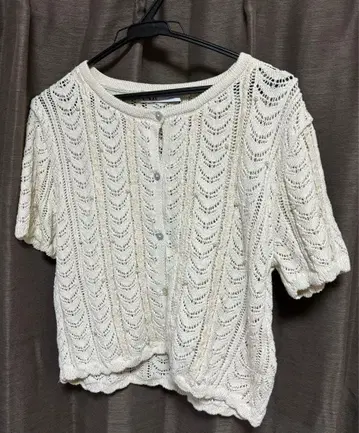 ZARA 아이보리 레이스 반팔 가디건