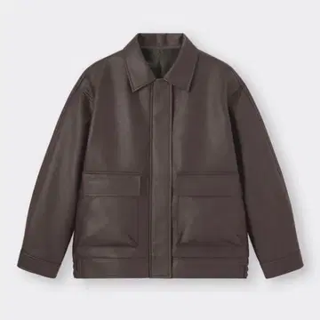 GU 인조 가죽 오버 사이즈 자켓 브라운