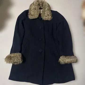 novy natural 퍼 달린 네이비 코트