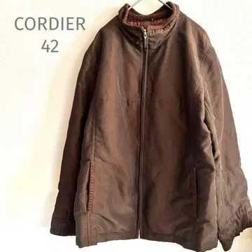 코르디아 일본제 충전솜 아우터, 블루종, 니트 절개, 고급 브라운,