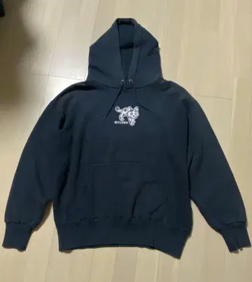 CUNE 부코로스 고양이 프린트 속기모 후드티 블랙 L~LL