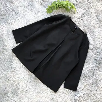 LANDS'END [ M ] 성인 고급 블랙 노카라 7부 소매 상의