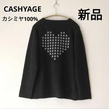 새상품 CASHYAGE 캐시야쥬 캐시미어 100% 래글런 니트 블랙 별