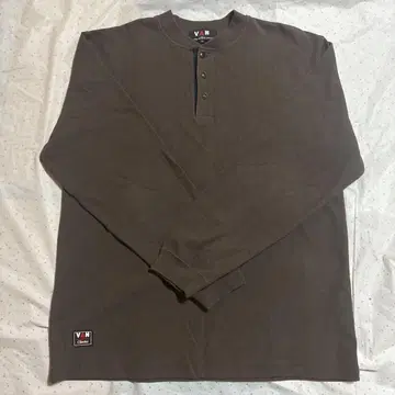 VAN 브라운 헨리넥 긴팔 T셔츠