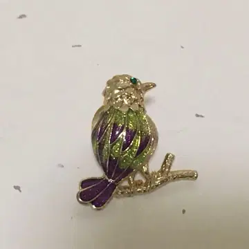 에나멜 새 브로치 보라색 그린 새상품급