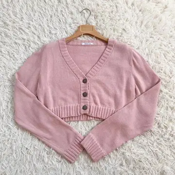 [ 착용 2회 ] 데이지린 데이지미니 가디건 핑크 42