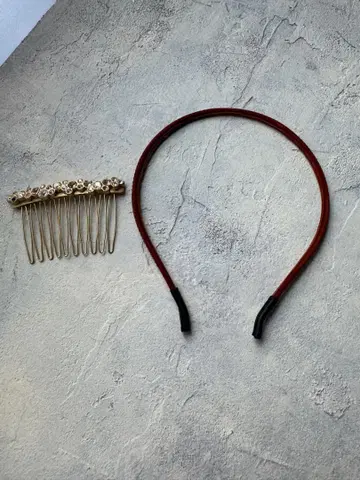 [ acca ] 스톤 부착 헤어콤과 핑크 스톤과 머리띠 세트