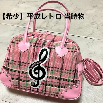 [레어] 메조 피아노 보스턴 백 숄더백 트위드 체크 무늬 음표