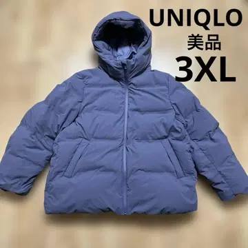 미사용 유니클로 UNIQLO 심리스 다운 후드티 퍼플 3XL 빅사이즈