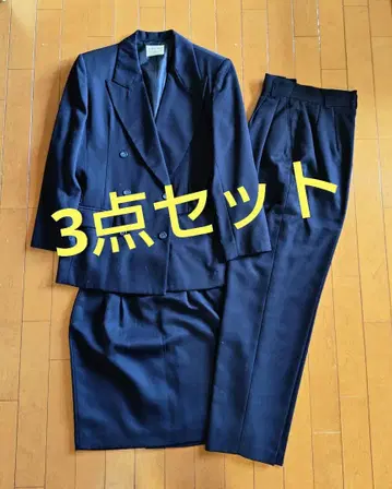 네이비 더블 브레스트 수트 (팬츠, 스커트 포함) 3종 세트