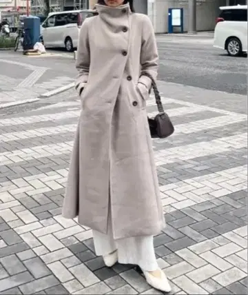 rienda 오버넥 신데렐라 라인 코트 베이지