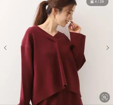 스픽 앤 스팬 14G 스무스 니트 풀오버 보르도 니트 소매 플레어