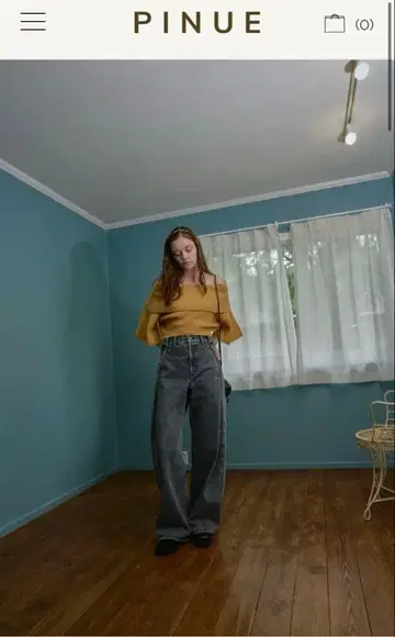 pinue 피누에 사이드턱 데님 팬츠 (BLUE) S