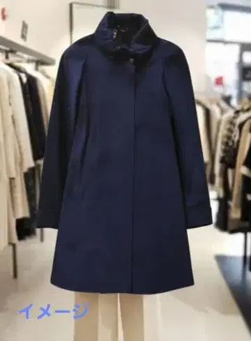 [ 새상품급 ] 여배우 코트 롤 칼라 네이비 클래시컬 A라인 코트 울