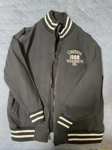 CONVERSE 블랙 바시티 자켓 LL 사이즈