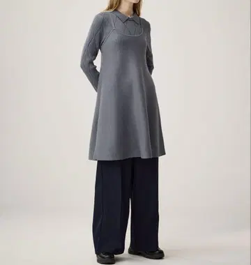 GU rokh 2 피스 니트 미니 원피스 그레이 S 사이즈