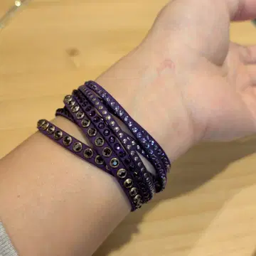swarovski 보라색 스터드 크리스탈 랩 팔찌