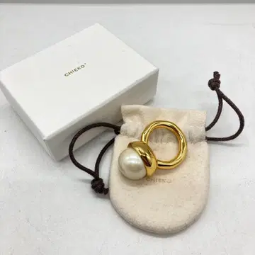 CHIEKO 빅 진주 링 골드 컬러 박스 포함 13호