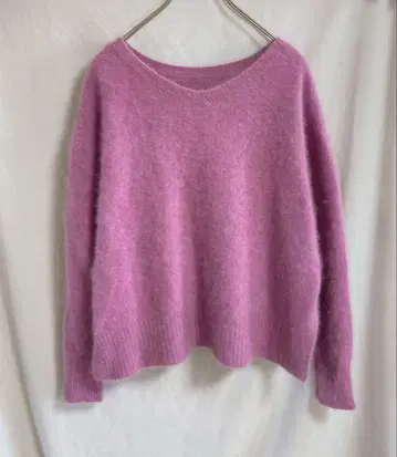 그린 라벨 릴랙싱 헤어리 크루넥 니트 핑크