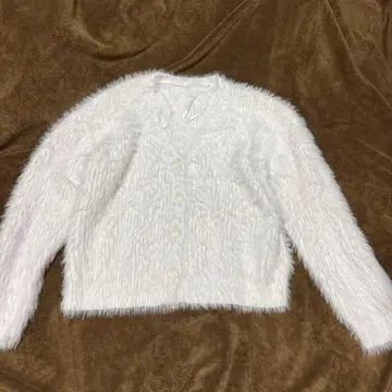 화이트 퍼풍 가디건 긴팔