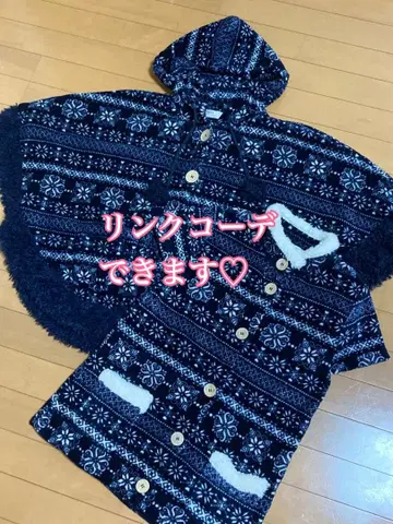 SOSPITA 네이비 판초 베스트 눈꽃 패턴 시밀러룩