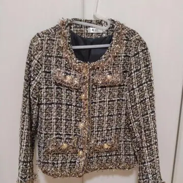 노카라 트위드 자켓 브라운색 미사용 새상품