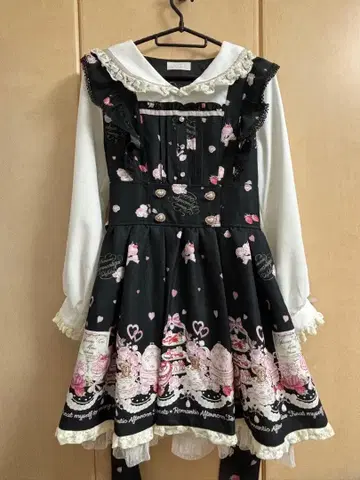 LIZLISA 메니 하트 애프터눈티 패턴 원피스