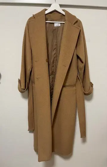 카멜 롱 코트 허리 벨트 포함