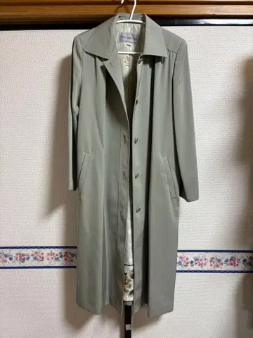 스와로 코트 M 꽃무늬 스텐카라 코트 롱 코트 버튼 프론트