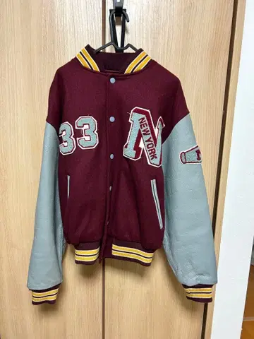 NEWYORK 가죽 컬렉션 바시티 자켓 40 리얼 가죽