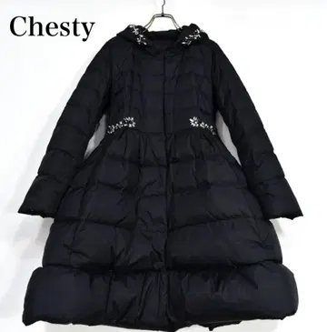 체스티 플레어 다운 코트 비쥬 블랙