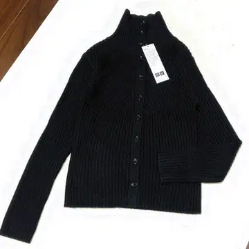 새상품 UNIQLO U 메리노 블렌드 하이넥 가디건 블랙 S