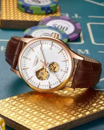 LONG LUX 자동 와인딩 손목시계 화이트/골드