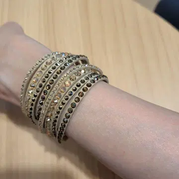 swarovski 비즈 장식 가죽 팔찌