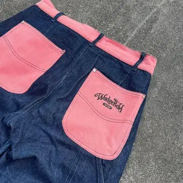 데님 워크 팬츠 핑크 포켓
