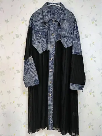 시어 이소재 데님 플리츠 원피스 미사용 새상품