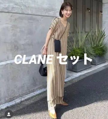 [ 새상품급 ] 클라네 랜덤 스트라이프 니트 원피스, 팬츠 세트