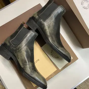 미사용 새상품 부테로 부츠 빈티지 가공 40 39 사이드 고어 블랙