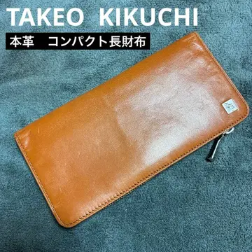 컨디션 최상 TAKEO KIKUCHI 천연 가죽 컴팩트 장지갑