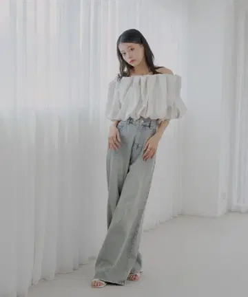 chico 포켓 레이스 와이드 데님