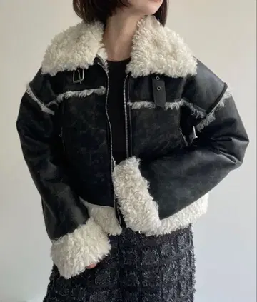 ap retoro 무스탕 가죽 보아 블루종