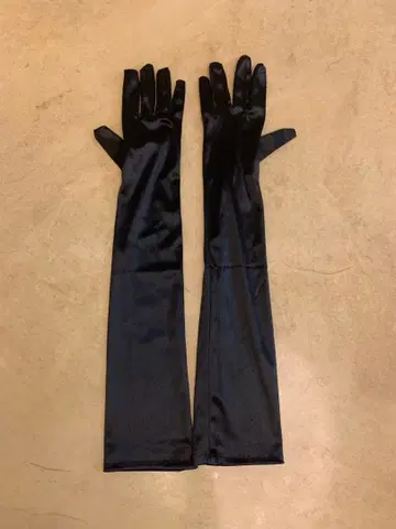 새틴 블랙 웨딩 롱 그로브 약 40cm