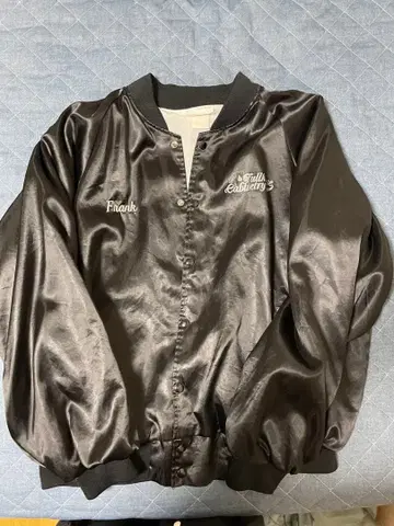 HARTWELL 나일론 자켓 블랙 새틴 스냅 버튼 자켓